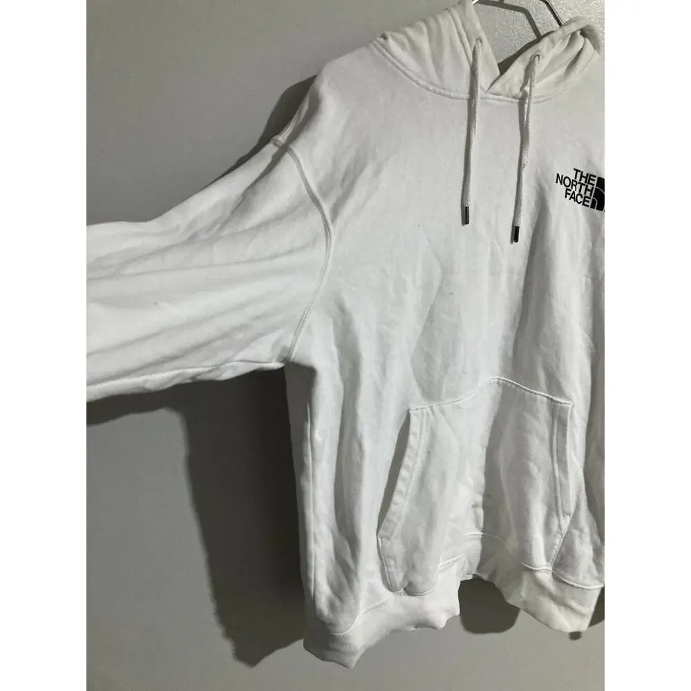 The North Face Mens Sweater Large White Hoodie Fleece Sweatshirt Pullover Logo